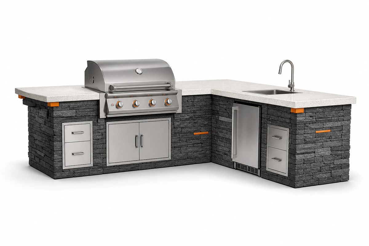 SummitStone L-Shaped Kitchen Island